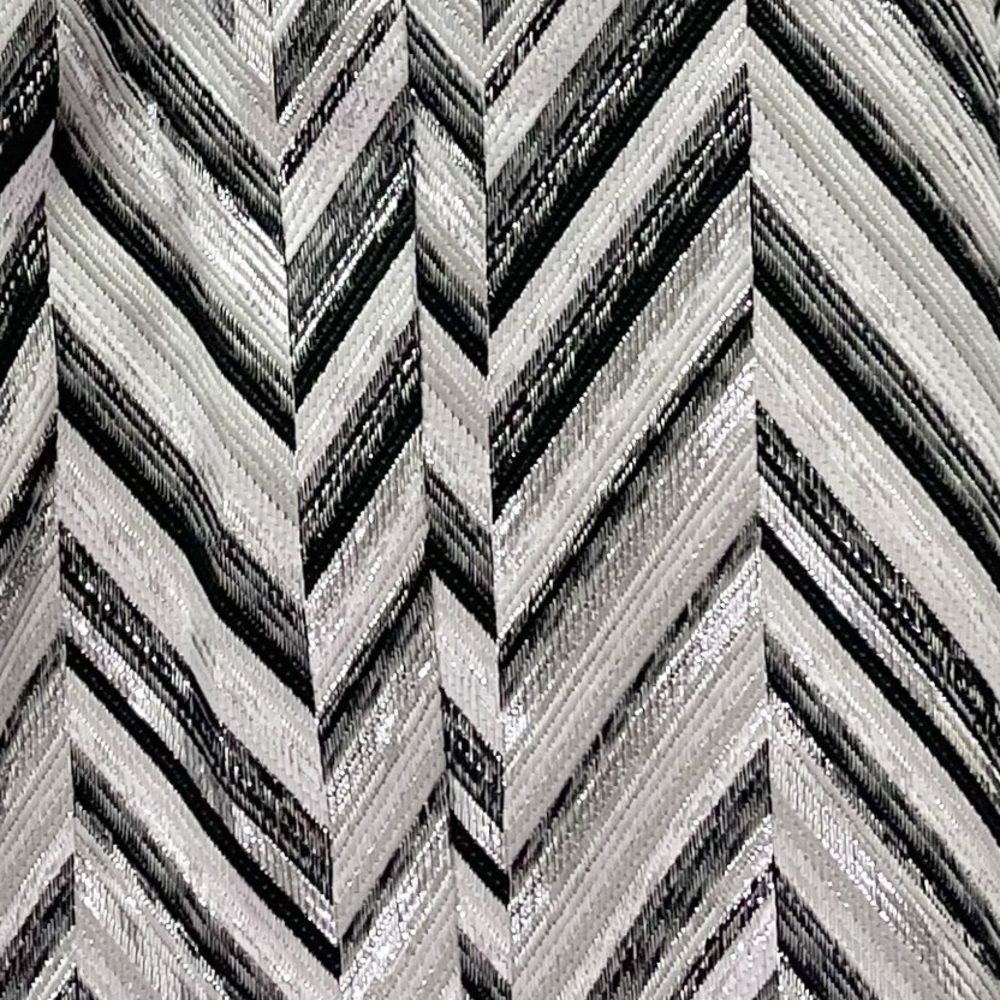 Lulus Creative Thinking Pants M Silver Black Metallic Chevron High Rise Ankle - Picture 12 of 16